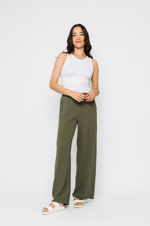 Stevie-Wide Leg Pull On Pant